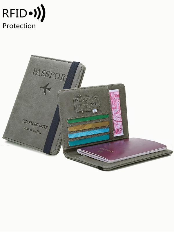 Summer RFID Anti-theft Swipe Letter Pattern Passport Holder, Business Fashion Multi Card Slot Bifold Wallet, Multi Functional Certificate Folder