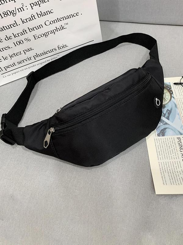 Men's Casual Solid Color Zipper Chest Bag, Simple Design Bum Bag, Fashionable Bum Bag for Daily Use