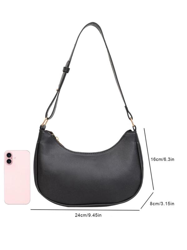 Women's Solid Color Shoulder Bag, Fashionable Half Moon Bag for Daily Used, Casual Trendy Versatile High-quality Daily Commuting Bag