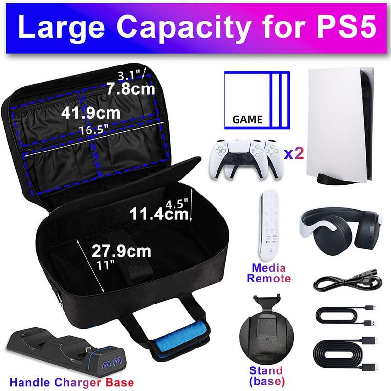 Carrying Case with Shoulder Strap & Handle, Large Capacity Storage Bag, Protective Travel Bag Compatible with PS5 15.6 Inch Laptop, Suitable for Business Trip Travel Stay Work Commute, Stocking Fillers Gift