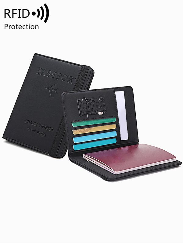 Summer RFID Anti-theft Swipe Letter Pattern Passport Holder, Business Fashion Multi Card Slot Bifold Wallet, Multi Functional Certificate Folder