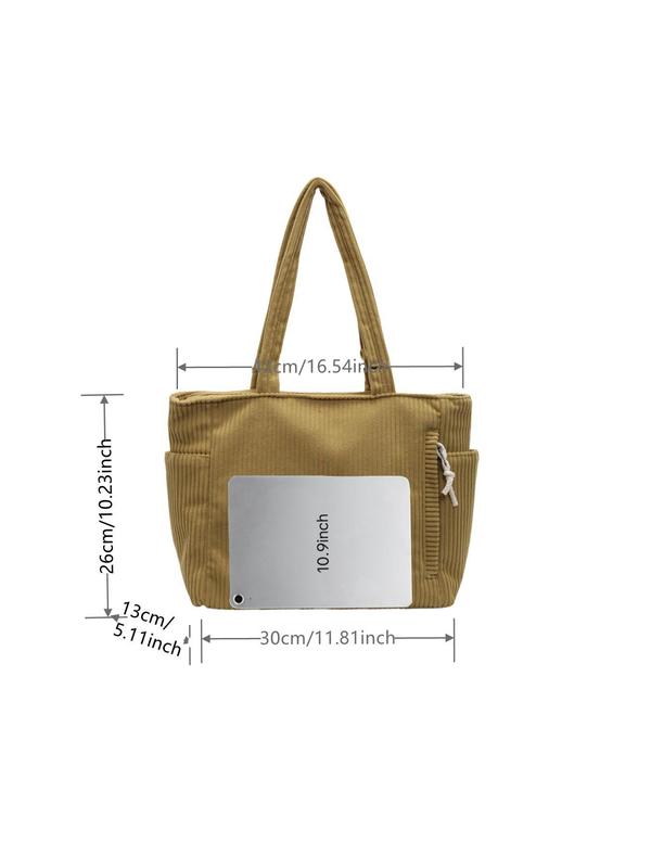 Women's Solid Tote Bag, Fashionable Large Capacity Shoulder Bag for Daily Used, Casual Trendy Versatile High-quality Daily Commuting Bag