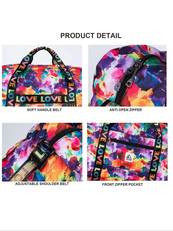 Random Print Foldable Travel Bag with Makeup Bag Set, Lightweight Zipper Travel Bag, Portable Luggage Bag Set, Short-distance Package for Women & Men