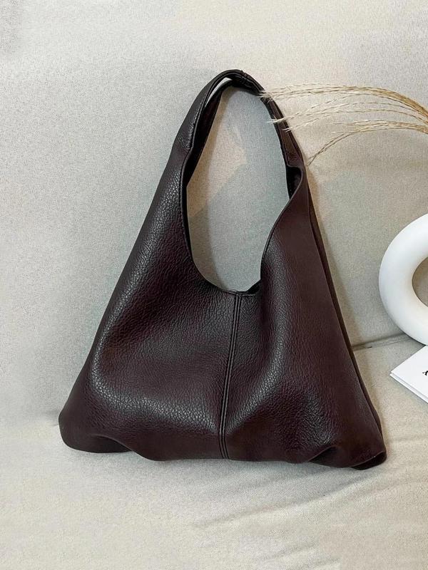 Women's Minimalist Casual Plain Tote Bag, Fashionable Pu Leather Large Volume Shoulder Bag with Makeup Storage Bag for Work & Daily Use, Purses for Women