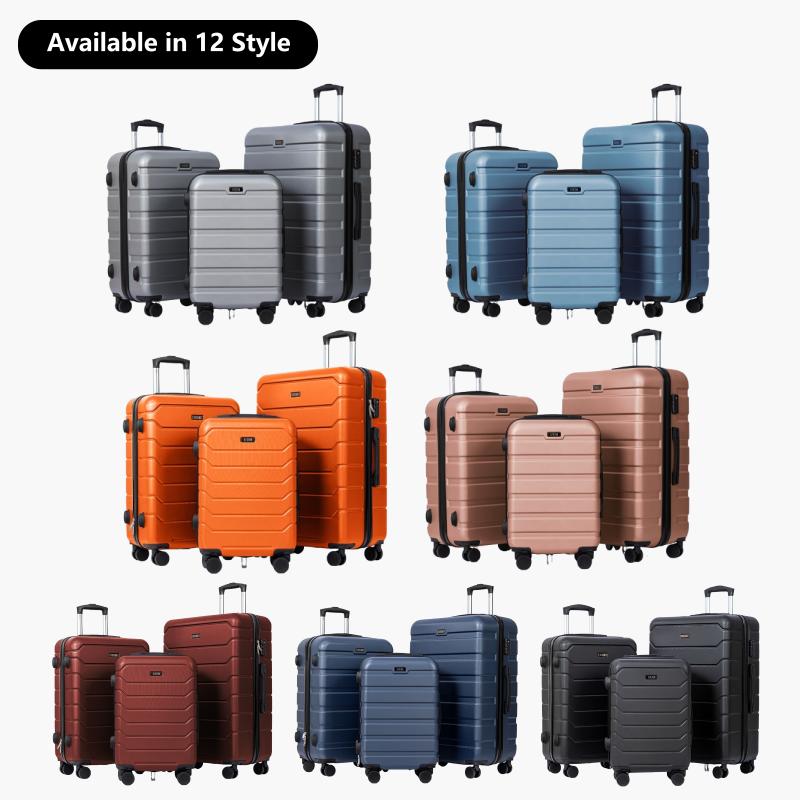 Luggage Sets 3 Piece ABS Hardside Suitcase with TSA Lock Spinner Wheels Travel Luggage (20 24 28in) Lightweight & Durable Luggage Family Travel