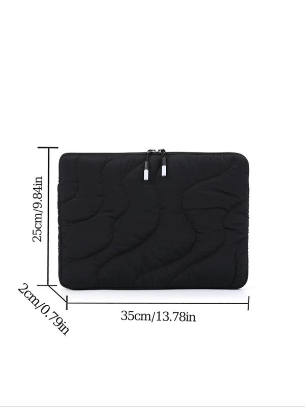 Solid Color Wave Quilted Design Laptop Bag, Portable Zipper Laptop Case, Fashionable Laptop Bag for 13 Inch Ipad Macbook Air Macbook