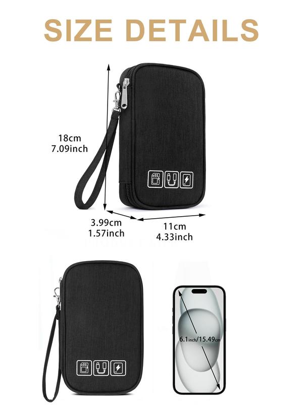 Portable Travel Digital Storage Bag, Zipper Earphone Cable Organizer, Travel Organizer for Earphone, Cable, Charger, Travel Essentials