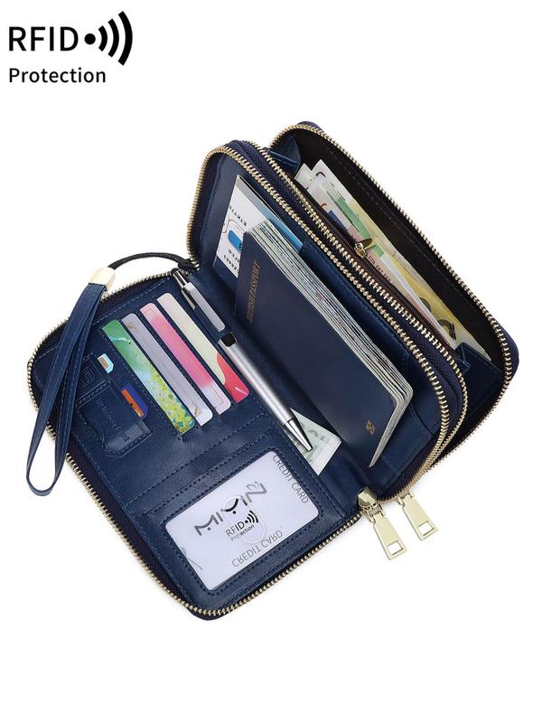 2024 New Style Pu Leather Rfid Passport Cover, Large Capacity Travel Document Storage Bag with Strap, Multi-functional Mobile Phone Wallet, Card Holder, Purses for Men & Women