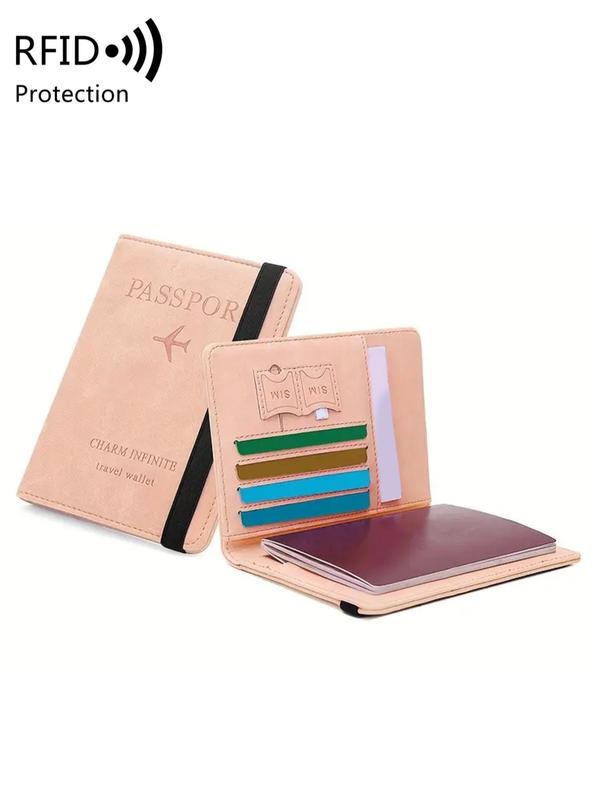 Summer RFID Anti-theft Swipe Letter Pattern Passport Holder, Business Fashion Multi Card Slot Bifold Wallet, Multi Functional Certificate Folder