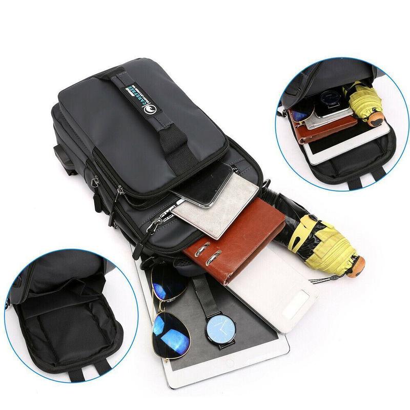 Anti-Theft Men'S Sling Crossbody Bag Chest Shoulder Messenger Backpack USB Port Does not apply