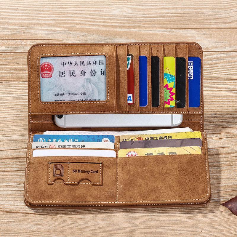 Men's Leather Long Wallet Bifold ID Card Holder Purse Checkbook Clutch Billfold