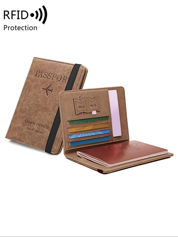 Summer RFID Anti-theft Swipe Letter Pattern Passport Holder, Business Fashion Multi Card Slot Bifold Wallet, Multi Functional Certificate Folder