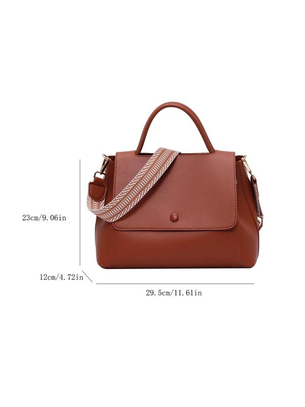 Summer Fashion Solid Color Large Capacity Handbag with Geometric Pattern Bag Strap, Casual Trendy Versatile High-quality Daily Commuting Bag for Daily Used