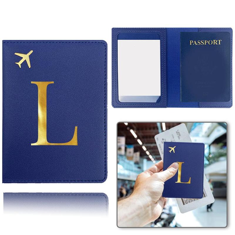 Letter Pattern PU Leather Passport Case, 1 Count Durable Design Passport Holder Case, Leather Protective Sleeve for Air Tickets Credit Cards Cash Organizer