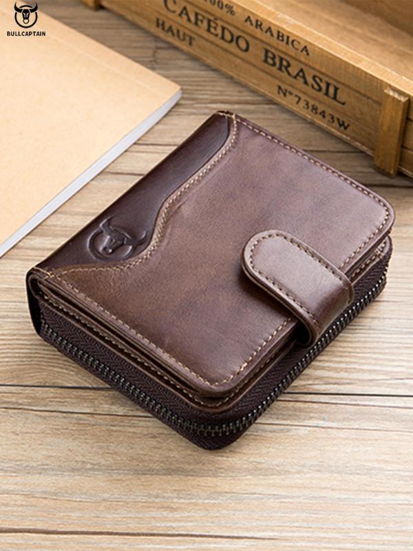 Men's Business Minimalist Leather Short Wallet,  Casual Trendy Bifold Wallet with Multiple Card Slots, Simple Style Card Holder for Daily Use As Gift for Men