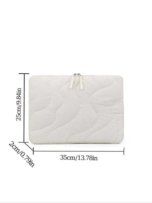 Solid Color Wave Quilted Design Laptop Bag, Portable Zipper Laptop Case, Fashionable Laptop Bag for 13 Inch Ipad Macbook Air Macbook