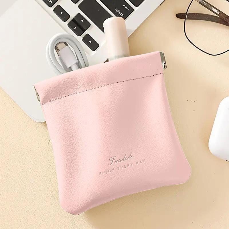 Plain Portable Mini Makeup Bag, 1 Count Pocket Cosmetic Bag, Water Resistants Storage Bags for Women, Suitable for Storing Lipstick & Data Cable Small Items, Room Organizer, Travel Bag, Travel Essentials, Gifts for Girlfriend, Gifts for Her