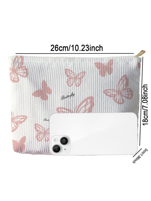 Butterfly Pattern Makeup Bag, Casual Lightweight Multi-functional Cosmetic Storage Bag, Zipper Makeup Organizer Pouch for Travel, Commute, Work, Daily Used