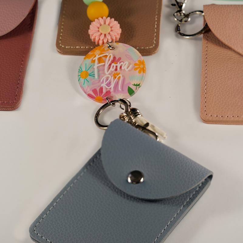 By the Graces - Vegan Leather Wallet Badge Holder Add-on for Personalized Lanyards - Great for Holding Badges, Cash, Coins, Cards, & Keys