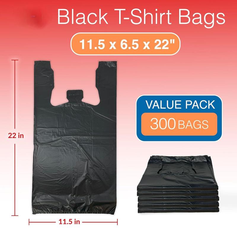 T-shirt Bags (300 Count) (Black) (11.5