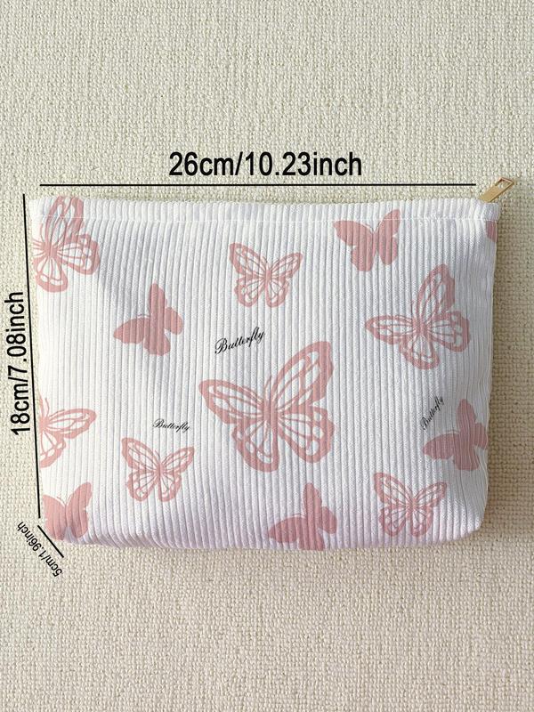 Butterfly Pattern Makeup Bag, Casual Lightweight Multi-functional Cosmetic Storage Bag, Zipper Makeup Organizer Pouch for Travel, Commute, Work, Daily Used