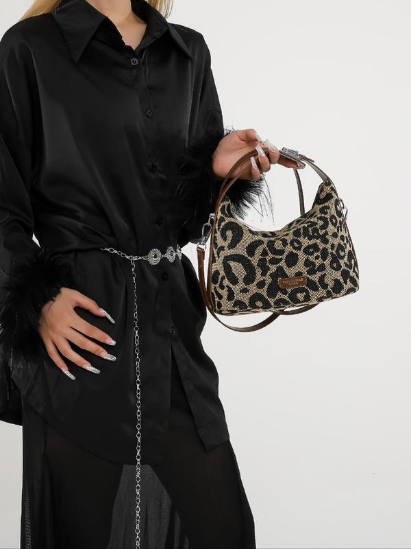 Fashion Leopard Pattern Handbag, Elegant Animal Print Shoulder Bag for Women, Casual Trendy Versatile High-quality Daily Commuting Bag, Girl Fashionable Shopping Bag