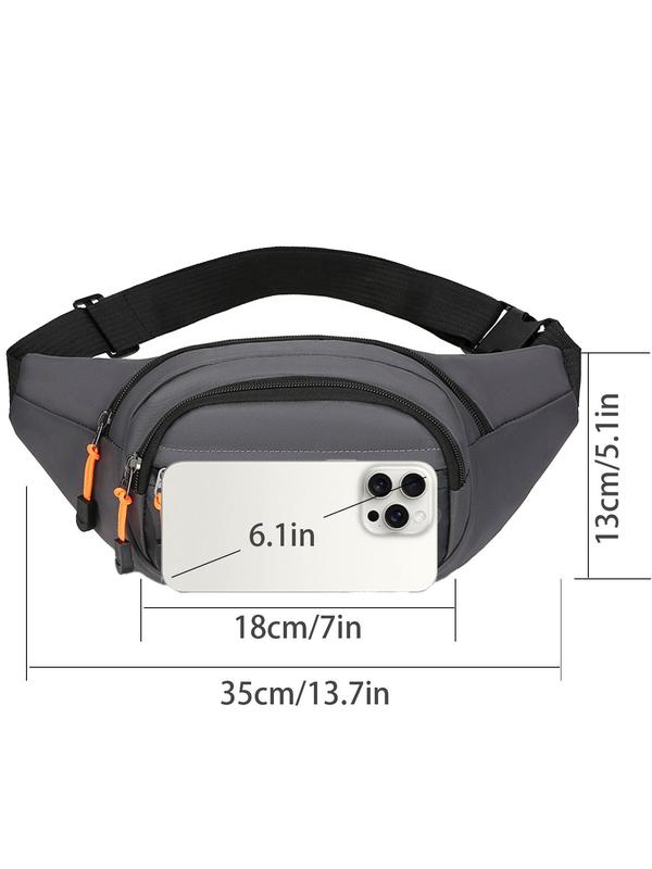 Men's Casual Letter Label Pocket Zipper Belt Bag, Large Capacity Sling Bag, Outdoor Multifunctional Waterproof Wear-resistant Waist Bag