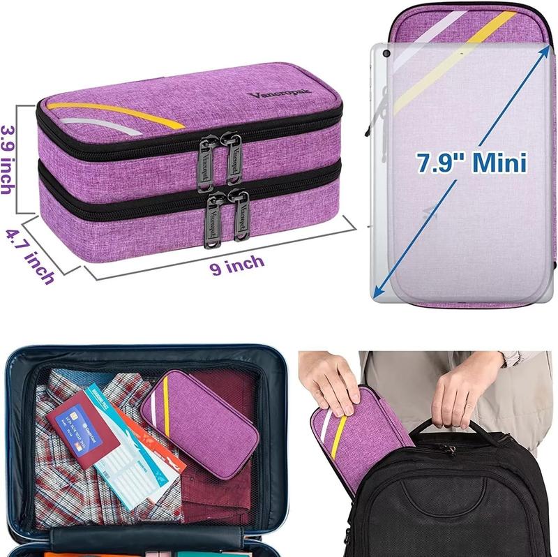 Diabetic Travel Case, Double Layer Insulin Cooler Travel Case for Women with 2 Ice Packs, Diabetic Supplies Pen Case with Medication Storage for Insulin Pens,  Glucose Meter, Purple