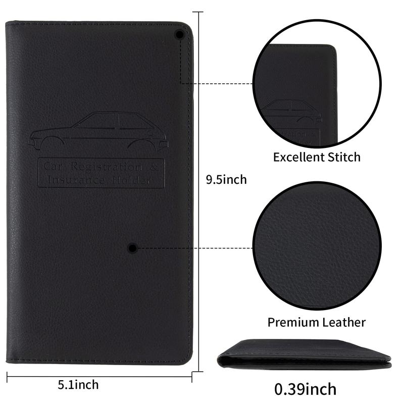 Car Registration and Insurance Holder Registration and Insurance Card Holder Car Essentials for Women Men (Black)