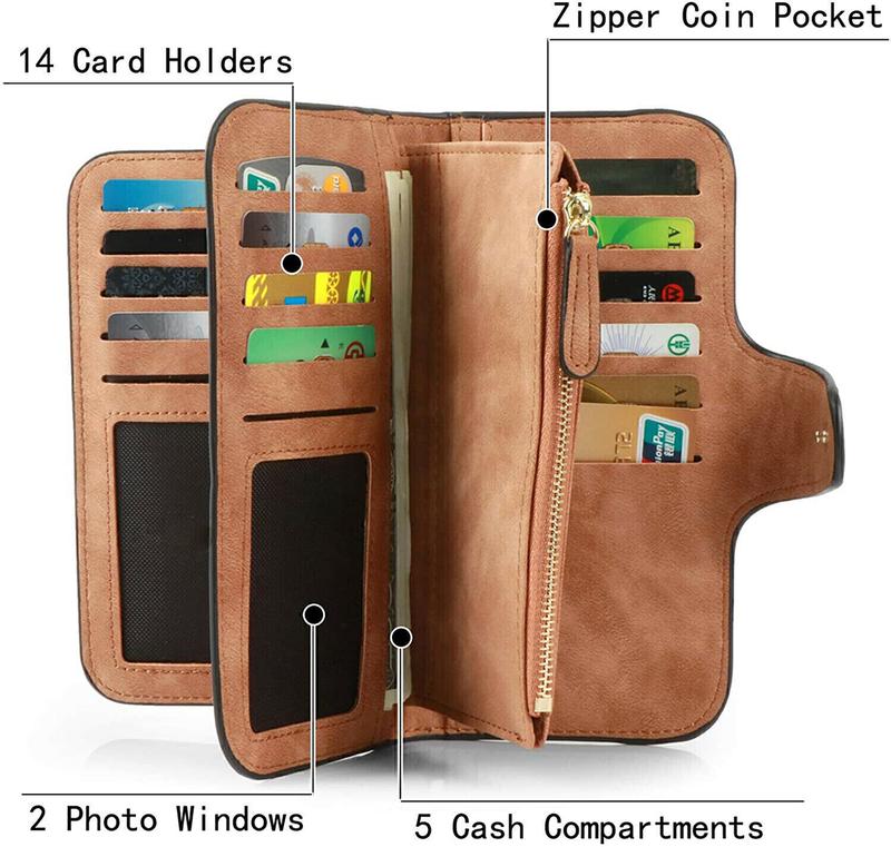 Women Soft PU Leather Wallet Long Clutch Card Holder Purse