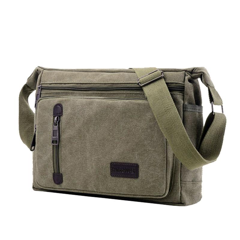 Mens Canvas Shoulder Bag Solid Color Crossbody Bag Stylish Casual Commuter Bag Shopping Outings Purse