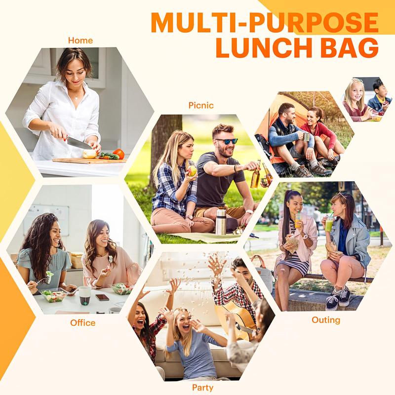 Lunch Bag for Women & Men Adult Insulated Lunch Box, Small Leakproof Cooler Food Lunch Containers Reusable High Capacity Lunch Tote Bags for Work, Travel, Outdoor