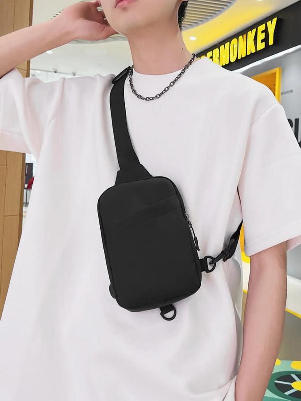 Men's Solid Adjustable Strap Oxford Sling Bag, Lightweight Casual Bum Bag for Work & Daily Use, Outdoor Simple Fanny Pack