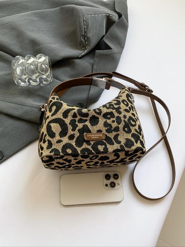 Fashion Leopard Pattern Handbag, Elegant Animal Print Shoulder Bag for Women, Casual Trendy Versatile High-quality Daily Commuting Bag, Girl Fashionable Shopping Bag