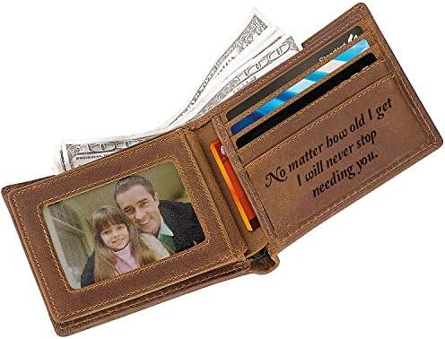 Mens Wallet Engraved Dad Leather Wallets Personalized Mens Gifts for Dad from Daughter Custom Wallet for Fathers Day Christmas Birthday Gift Best Dad Ever Gift