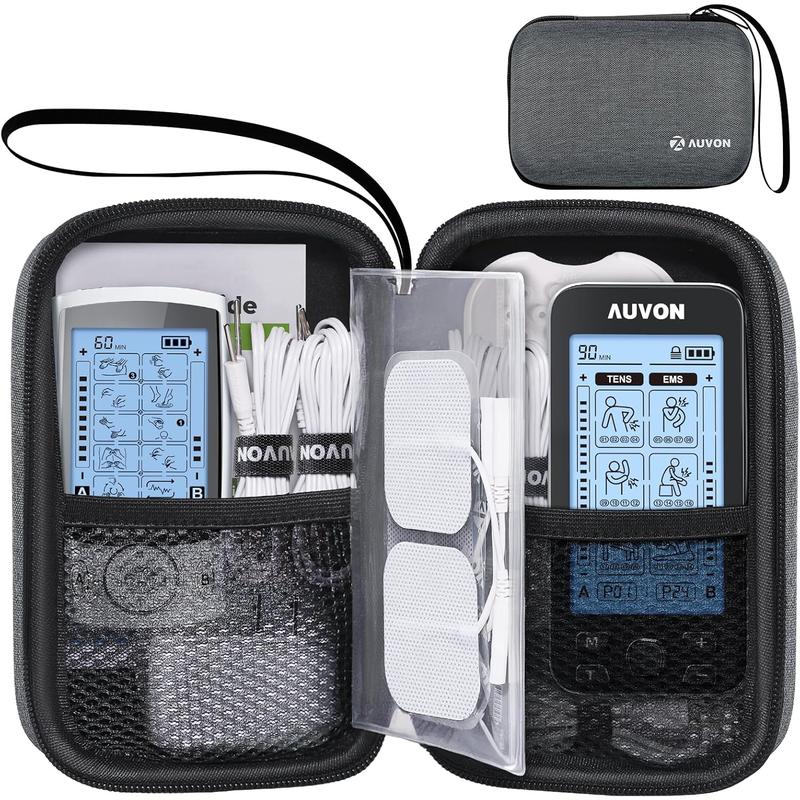 AUVON Professional Hard EVA Travel Case with a Sealed Bag for TENS Unit and Electrode Pads, Shockproof & Waterproof Carrying Case for Accessories (Case Only) AUVON