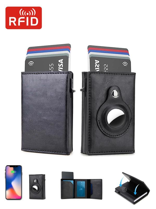 Men's Business Solid Color Magnetic Card Holder, Rfid Blocking Casual Pu Leather Card Holder for Men, Anti-theft Card Holder for Daily Use