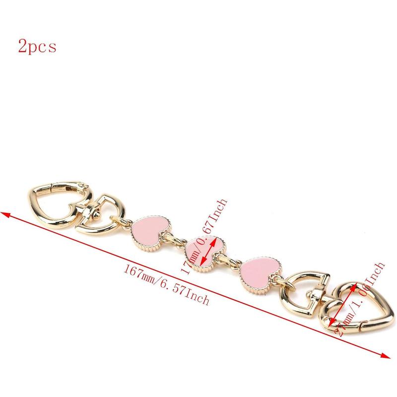 2PCS Heart Shape Extended Bag Strap Shoulder Bag Extension Chain Bag Strap Extender Replacement for Handbag Bag Basket Luggage (Pink)