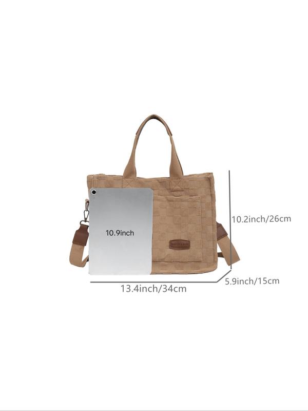 Women's Solid Color Tote Bag, 2024 New Style Fashionable Large Capacity Shoulder Bag for Daily Used, Casual Trendy Versatile High-quality Daily Commuting Bag