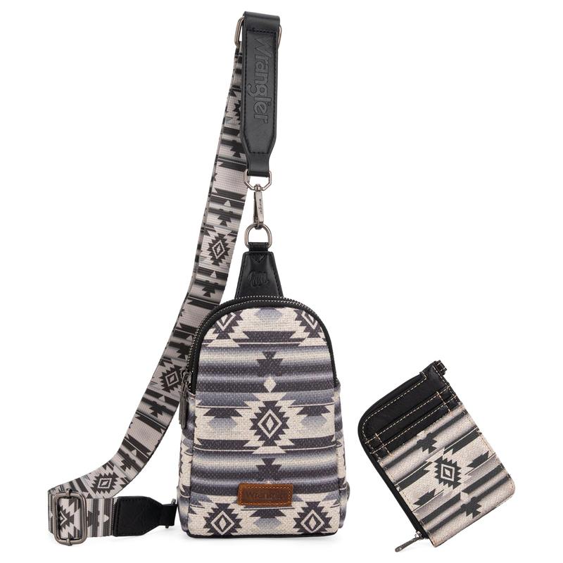 Wrangler Crossbody Bag with Card Wallet Aztec Sling Bag Purse Set WG2205-210WBDY