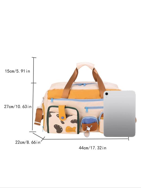 Colorblock Duffel Bag for Men & Women,  Duffel Bag, Large Capacity Multi-pocket Travel Bag, Multifunctional Portable School Shoulder Bag for Business, Vacation, Outdoor, Travel Essentials Crossbody Bag