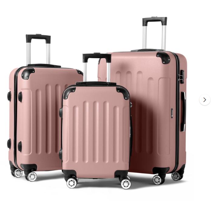 3 Piece Luggage. Hardside Lightweight Spinner Rose Gold 3 Piece Luggage Set with TSA Lock