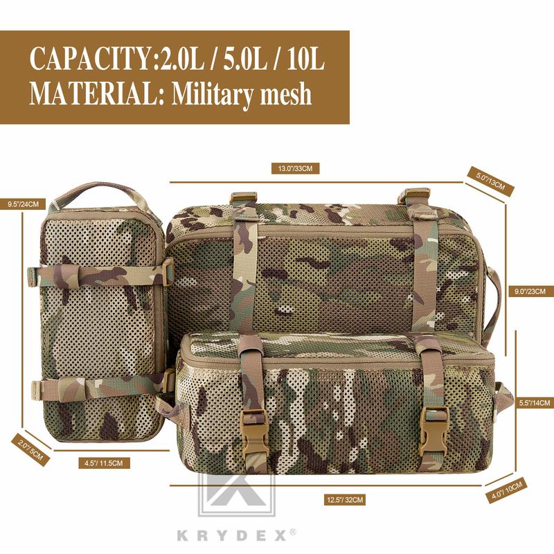 KRYDEX Tactical Modular Pouch Set Outdoor Backpack Organizer Travel Suitcase Packing Cubes