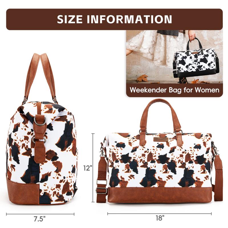 Wrangler [MegaLive] Summer Moo Moo Duffle Cow Print Travel Bag with Large Capacity and Multi-purpose -  Overnight, Travel, Gym - Airline Approved Carry-On