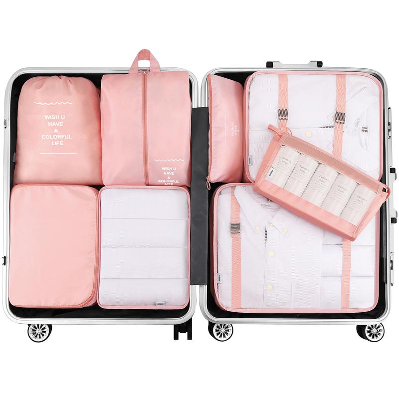 Mossio 8 Set Packing Cubes with Shoe Bag - Travel Luggage Organizer for Suitcase Clothes Storage Bag