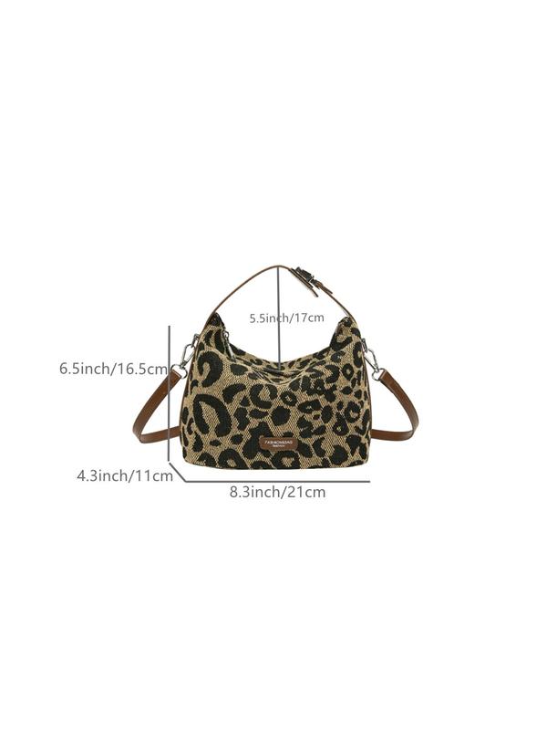 Fashion Leopard Pattern Handbag, Elegant Animal Print Shoulder Bag for Women, Casual Trendy Versatile High-quality Daily Commuting Bag, Girl Fashionable Shopping Bag