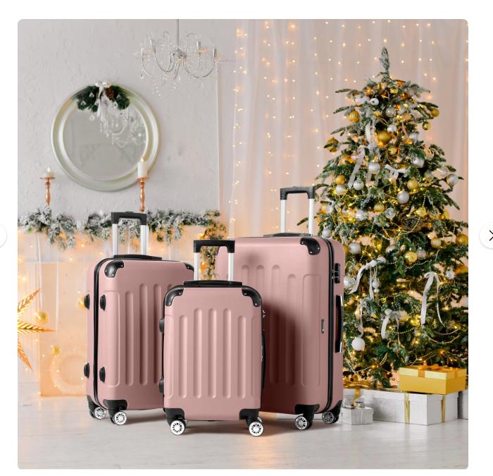 3 Piece Luggage. Hardside Lightweight Spinner Rose Gold 3 Piece Luggage Set with TSA Lock