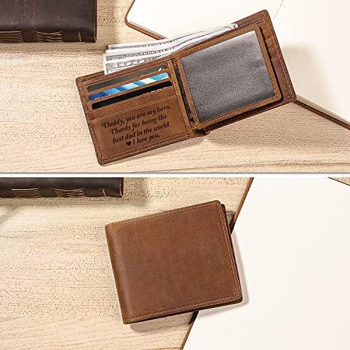 Mens Wallet Engraved Dad Leather Wallets Personalized Mens Gifts for Dad from Daughter Custom Wallet for Fathers Day Christmas Birthday Gift Best Dad Ever Gift