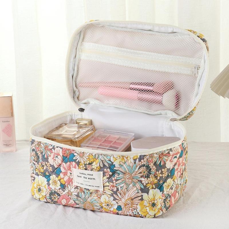 Floral Pattern Makeup Bag Set, 3 Counts set Large Capacity Cosmetic Storage Bag, Zipper Makeup Organizer Pouch, Versatile Storage Bag, Bag For Women