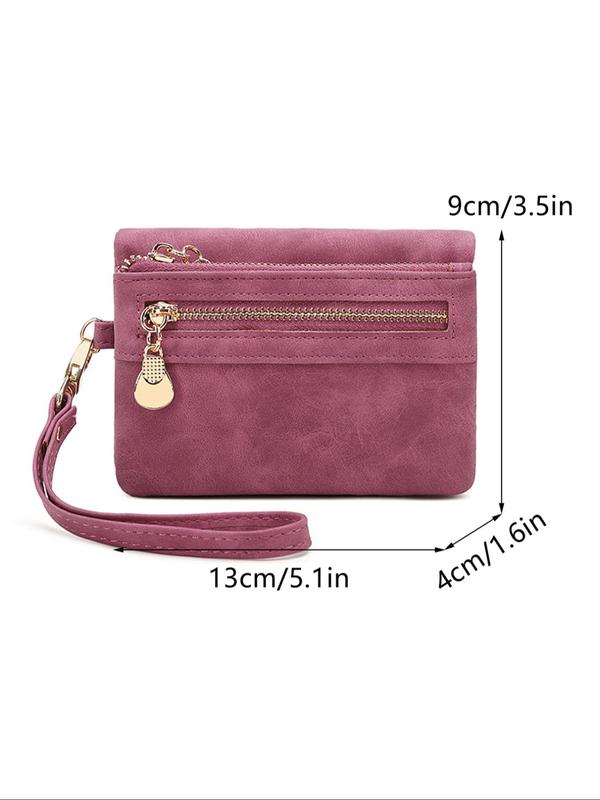 Women's Elegant Zipper Summer Bifold Wallet, Simple Plain Color Card Holder Everyday Purse for Summer Daily Back To School, Casual Trendy Versatile Short Wallet for Women & Girls, Fall Outfits, Fall Freshness